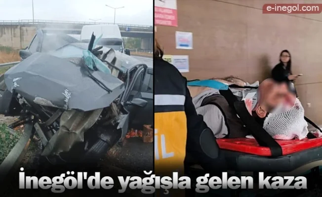 İnegöl'de yağışla gelen kaza