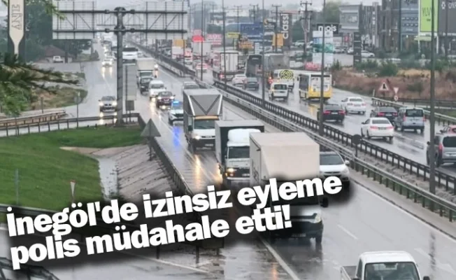 İnegöl'de izinsiz eyleme polis müdahale etti