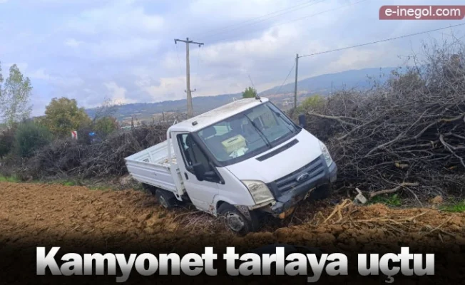 Kamyonet tarlaya uçtu