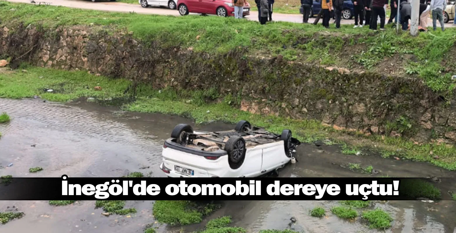 İnegöl'de otomobil dereye uçtu!