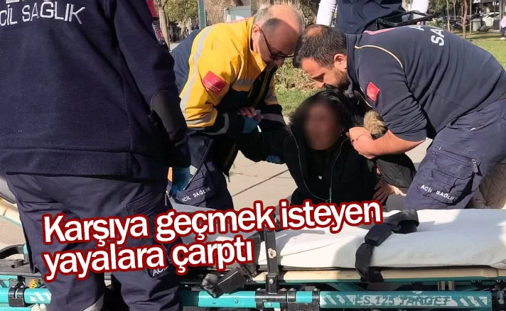 Karşıya geçmek isteyen yayalara çarptı