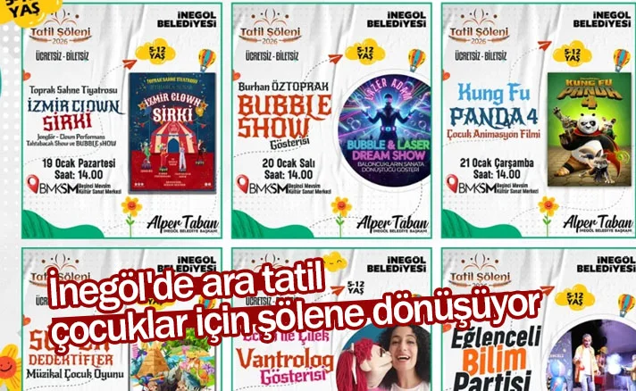 İnegöl'de ara tatil çocuklar için şölene dönüşüyor