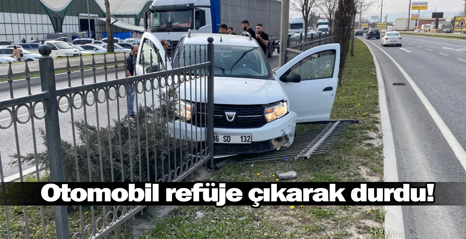 Otomobil refüje çıkarak durdu!