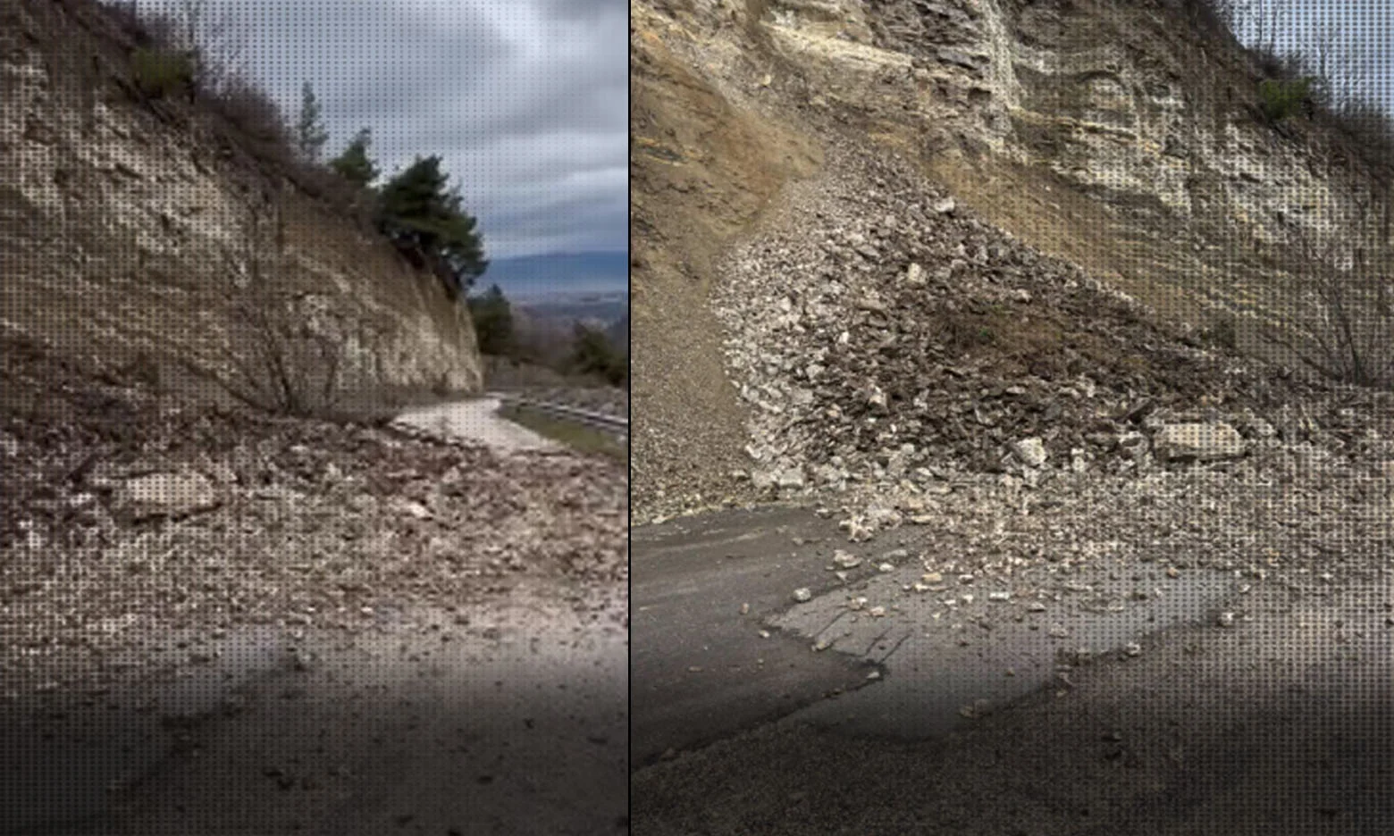 İnegöl'de toprak kayması nedeniyle yol ulaşıma kapandı