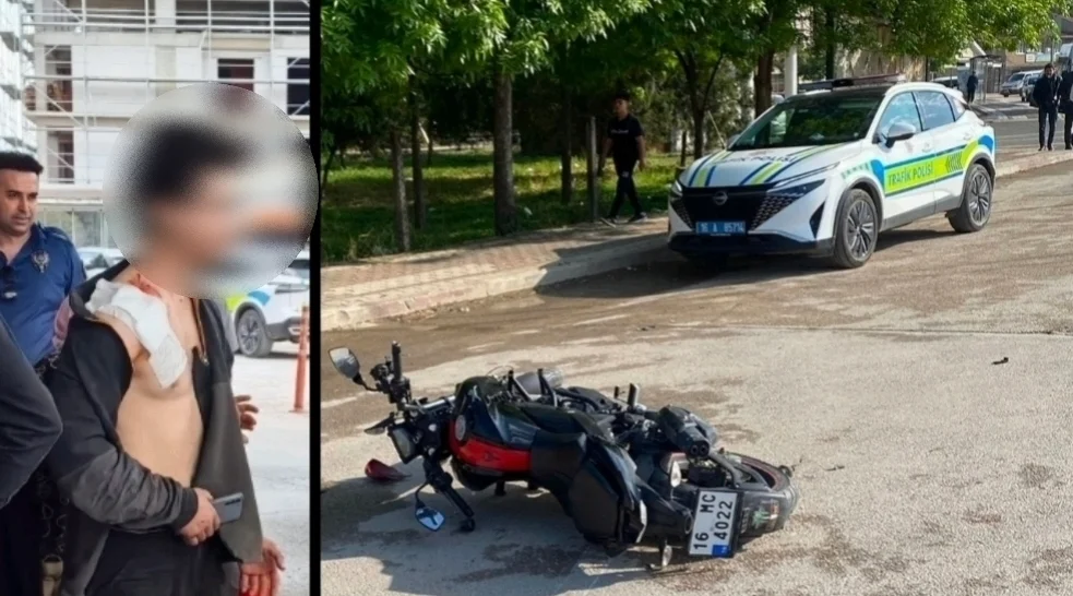 İnegöl'de otomobil ile motosiklet kafa kafaya çarpıştı Yaralılar var...