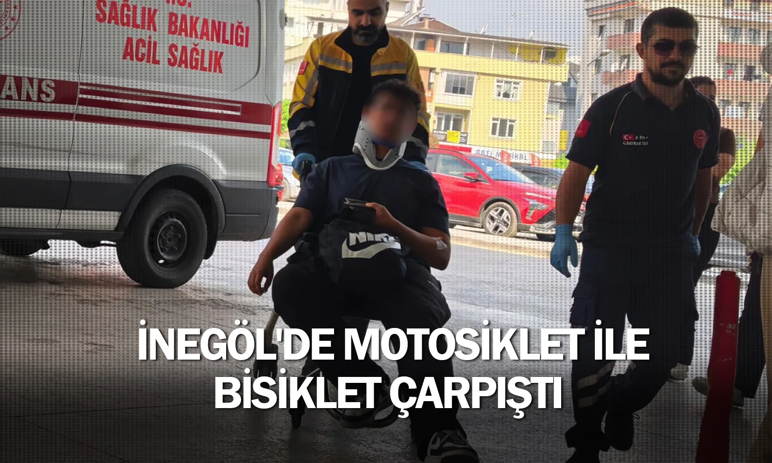 İnegöl'de motosiklet ile bisiklet çarpıştı
