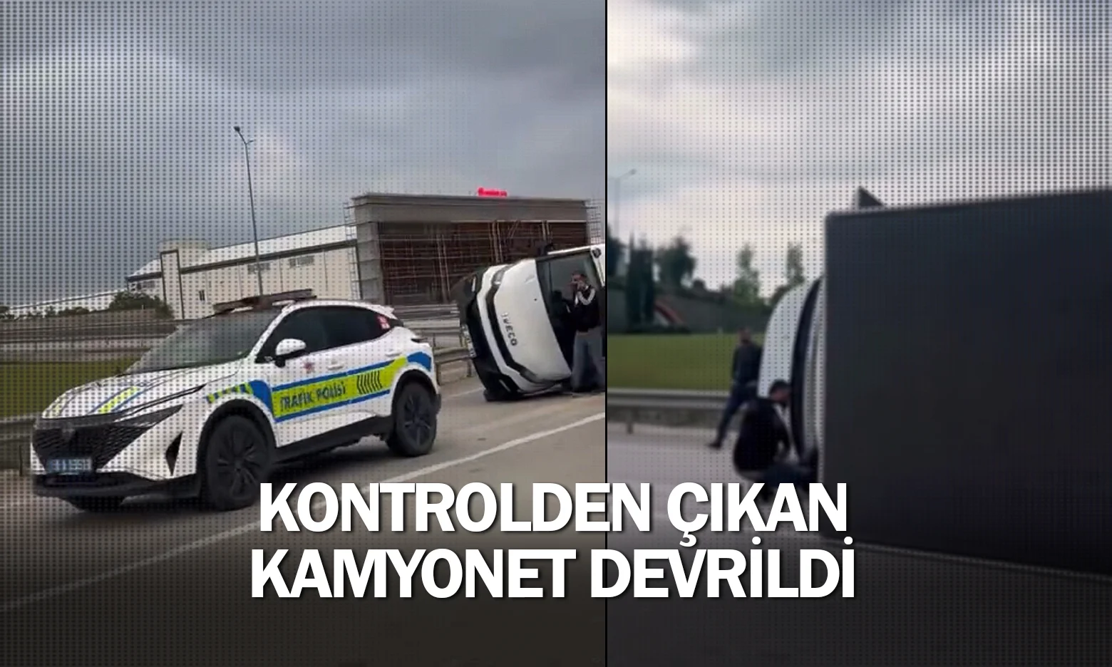 Kontrolden çıkan kamyonet devrildi