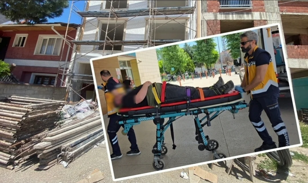 İnegöl'de yüksekten düşen usta yaralandı