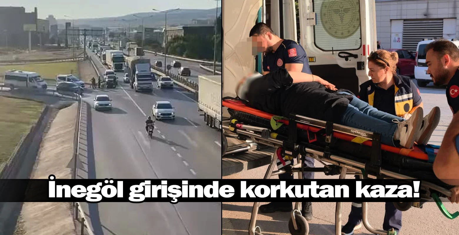 İnegöl girişinde korkutan kaza!