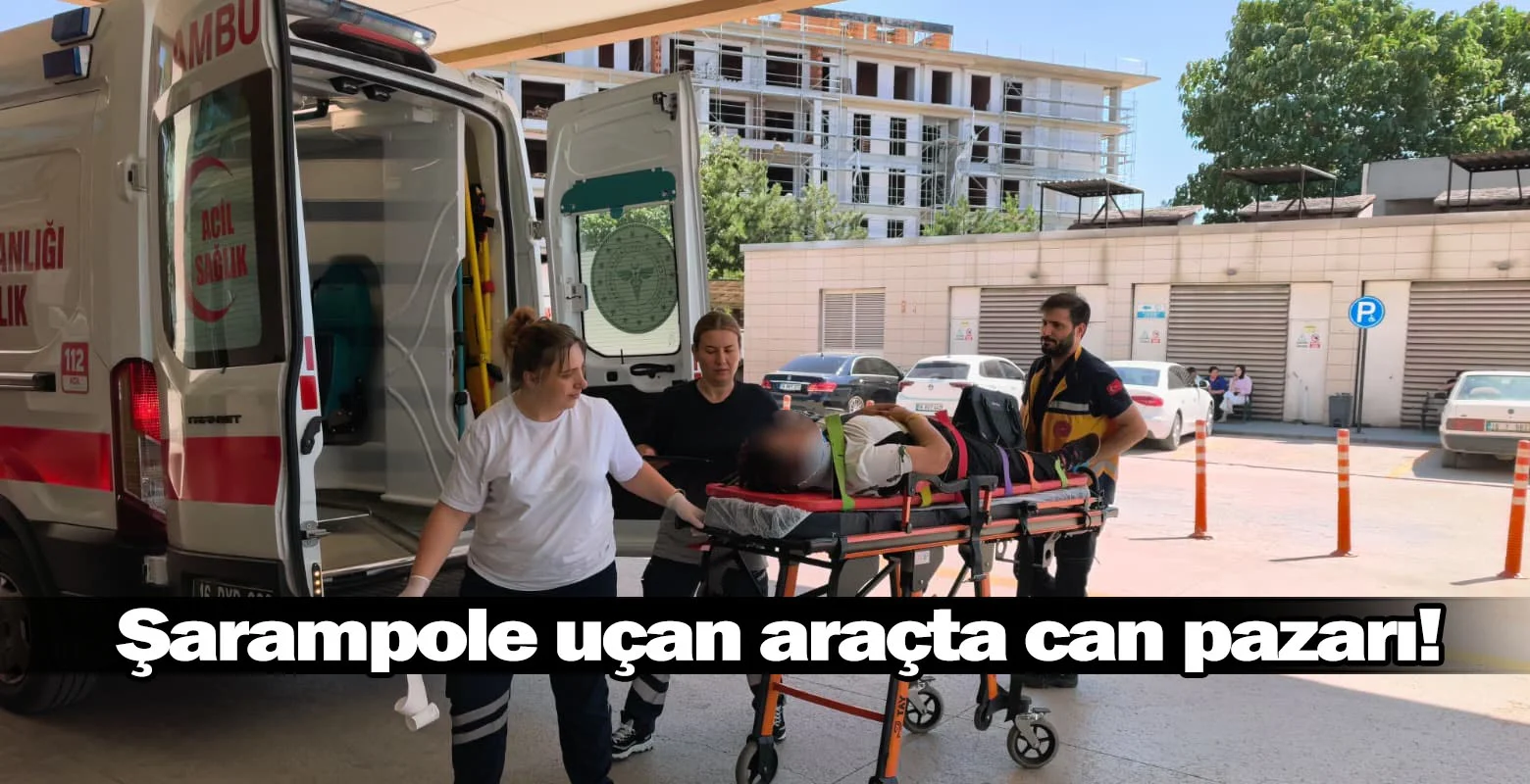 İnegöl'de şarampole uçan araçta can pazarı