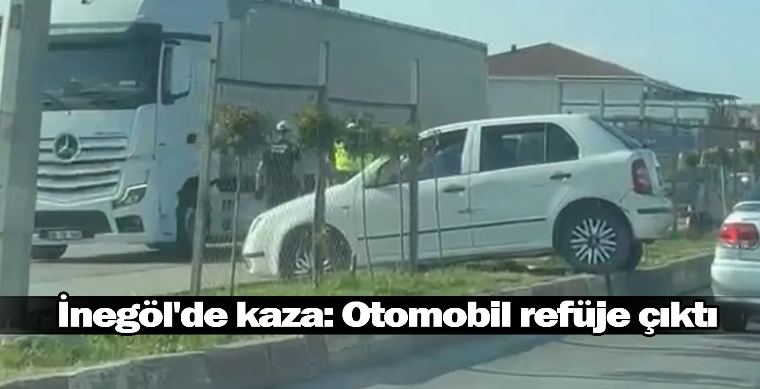 İnegöl'de kaza: Otomobil refüje çıktı