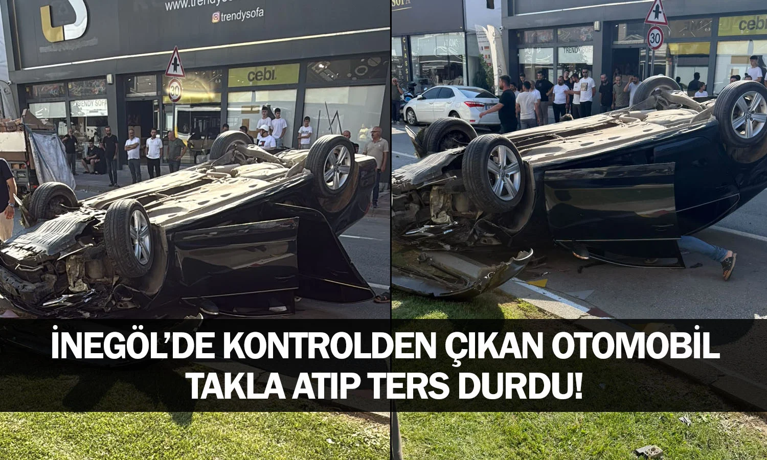 Kontrolden çıkan otomobil takla atıp ters durdu!