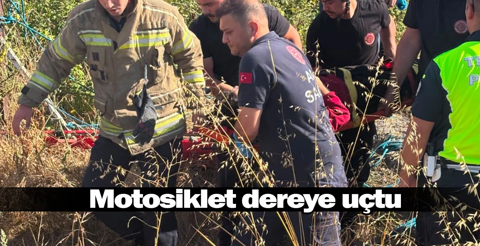 Motosiklet dereye uçtu