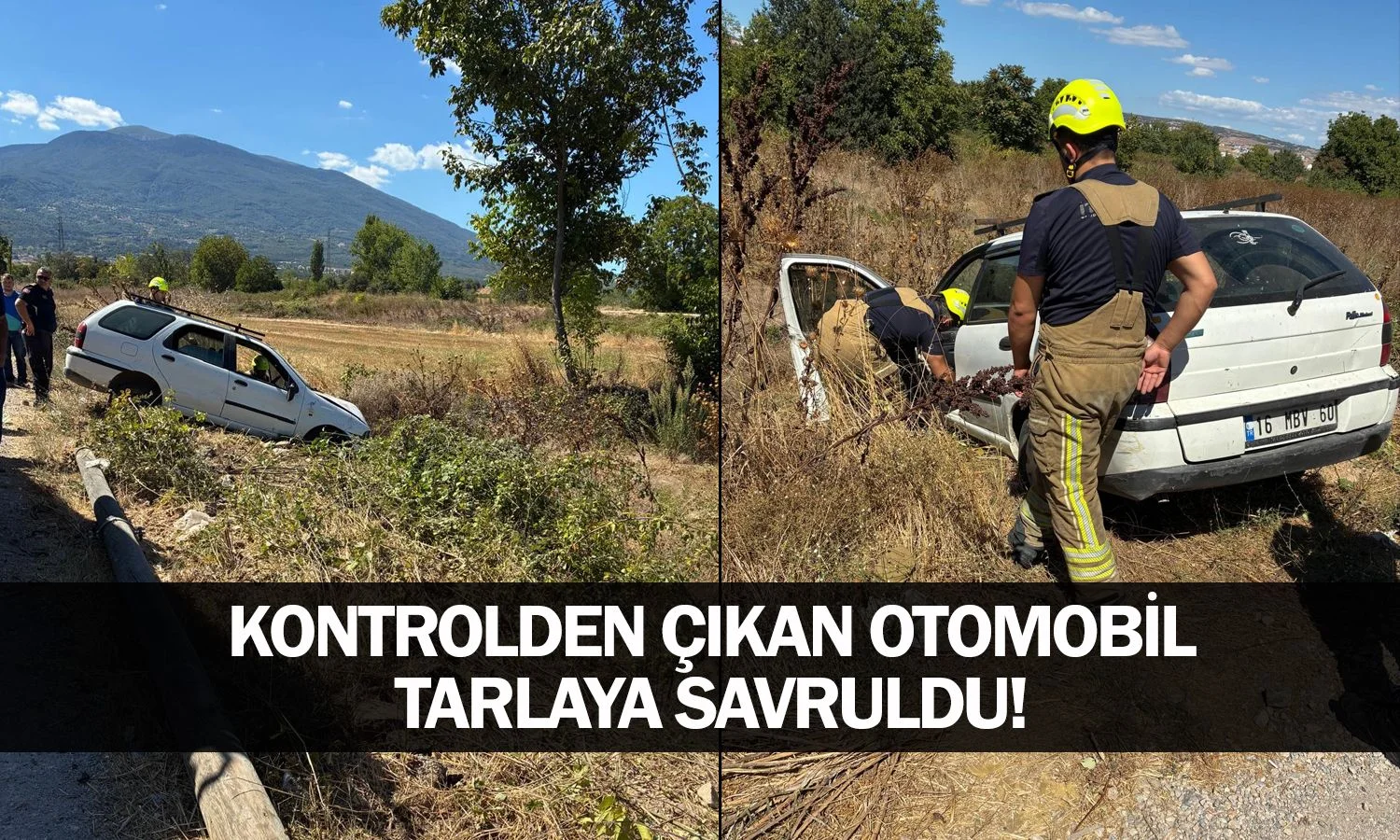 Kontrolden çıkan otomobil tarlaya savruldu!