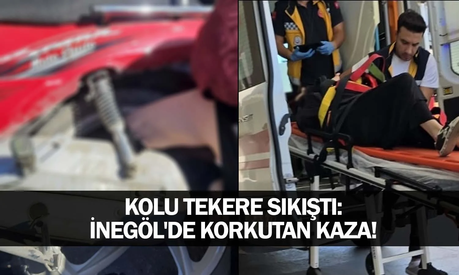 ​Kolu Tekere Sıkıştı: İnegöl'de Korkutan Kaza!