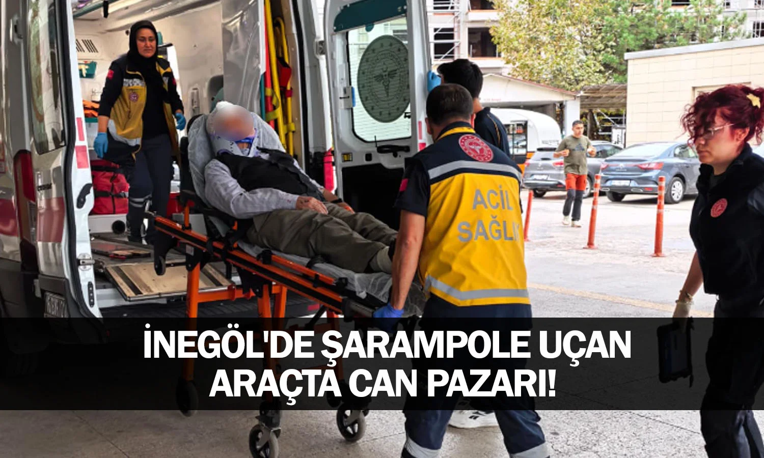 İnegöl'de şarampole uçan araçta can pazarı!