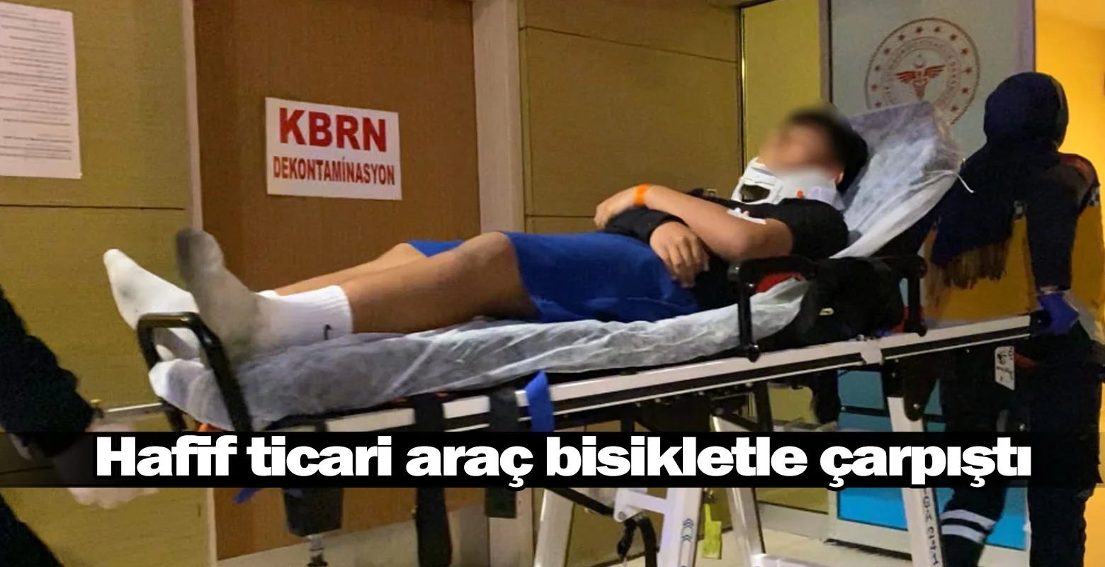 Hafif ticari araç bisikletle çarpıştı